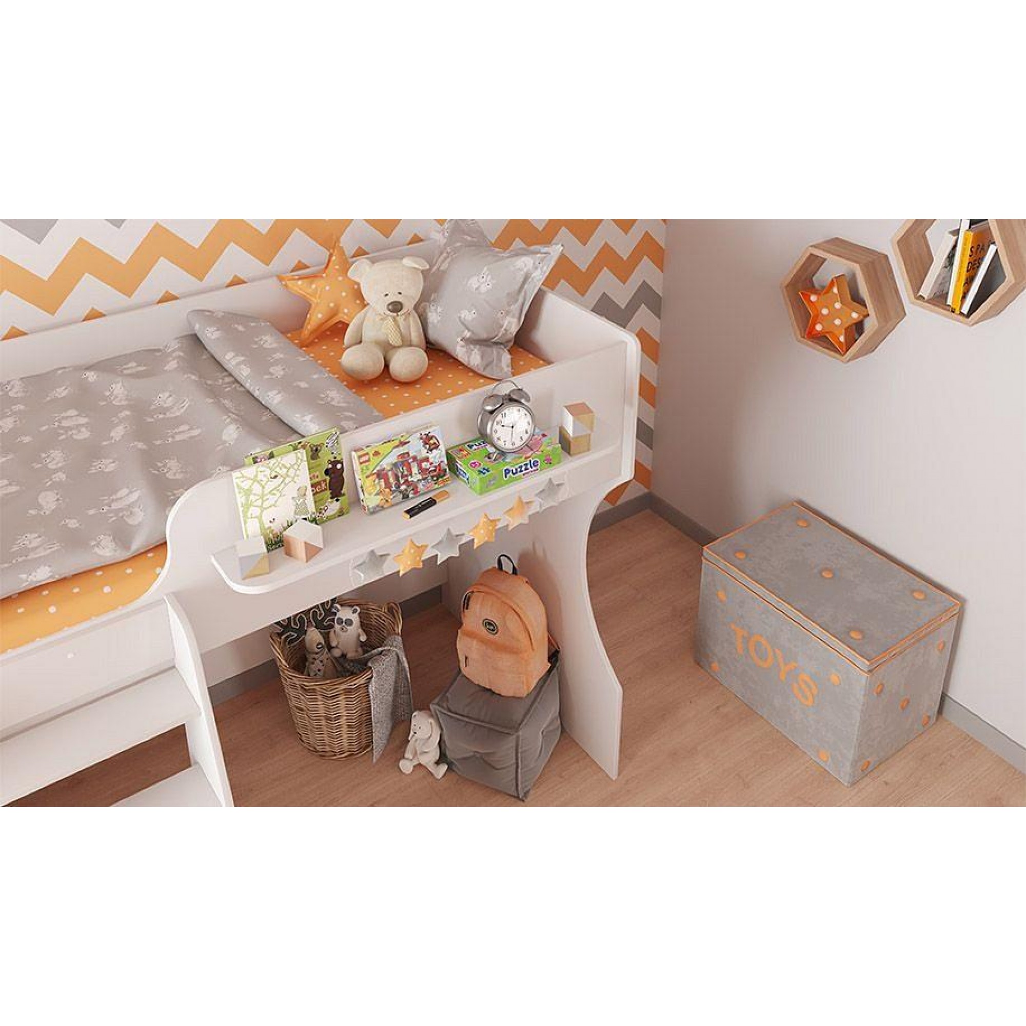 Кровать-чердак Polini Kids Dream 1700 белый 1642x1240x1357(TPL_0002427-9)