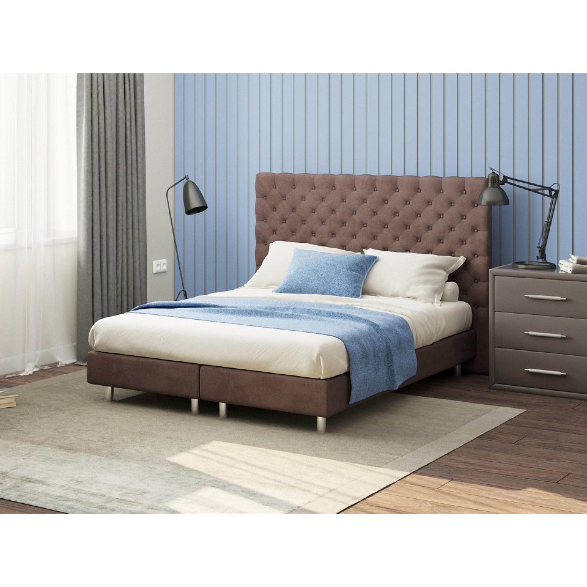 Кровать двуспальная Paris Boxspring Elite  ORM_160-200-ParisBoxspringElite-UltraHotChocolate