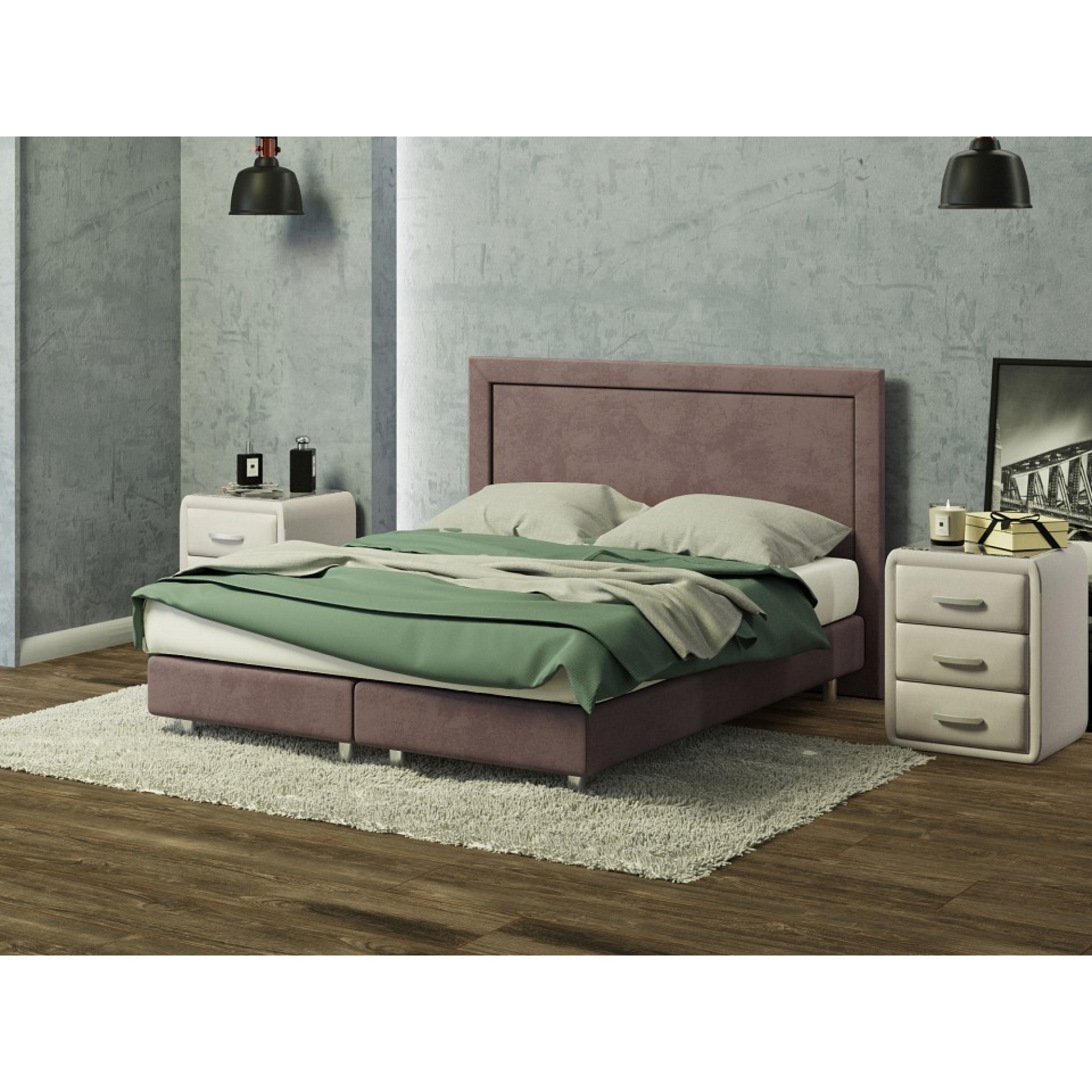 Кровать двуспальная London Boxspring Elite  ORM_160-200-LondonBoxspringElite-UltraHotChocolate