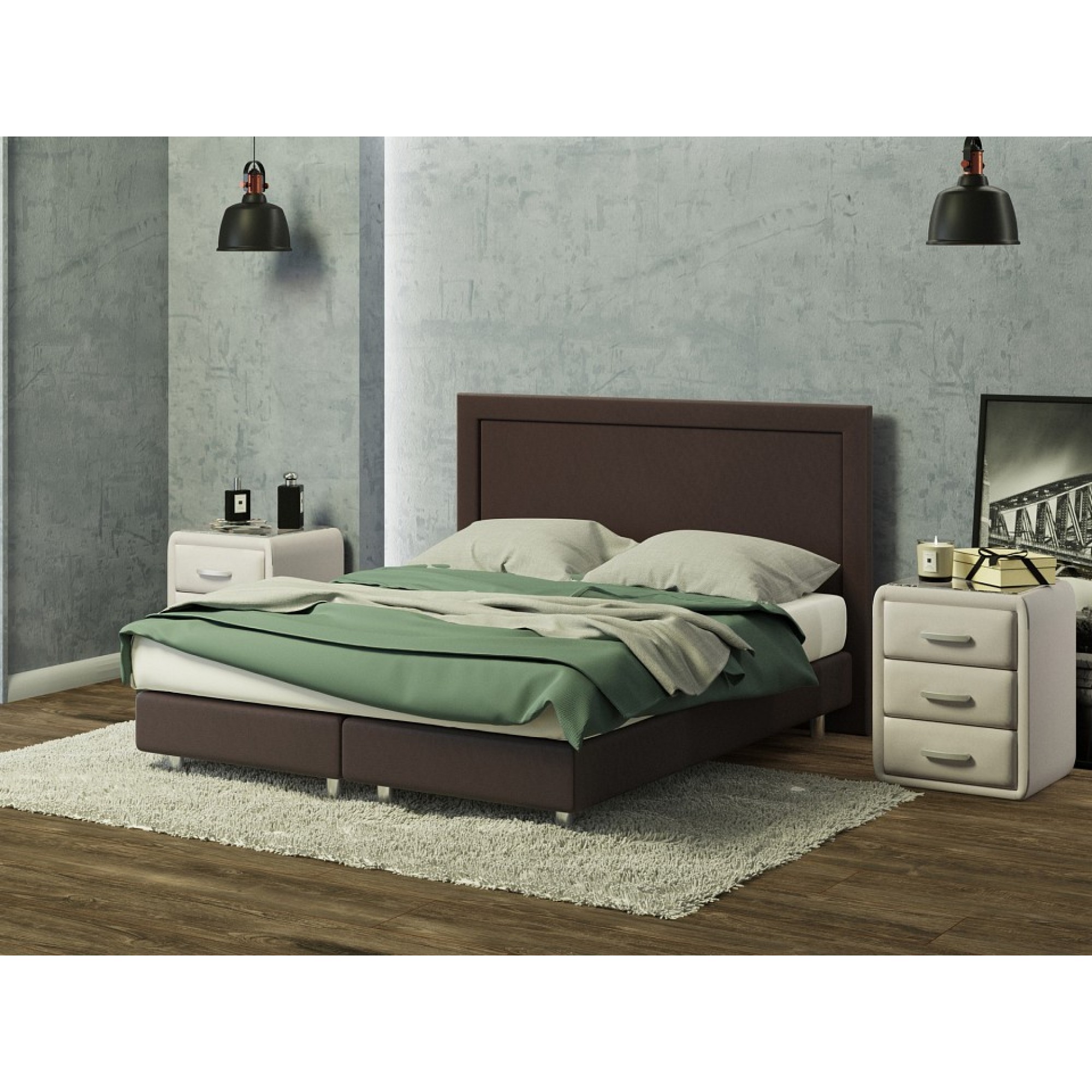 Кровать двуспальная London Boxspring Elite  ORM_160-200-LondonBoxspringElite-Monopoly237