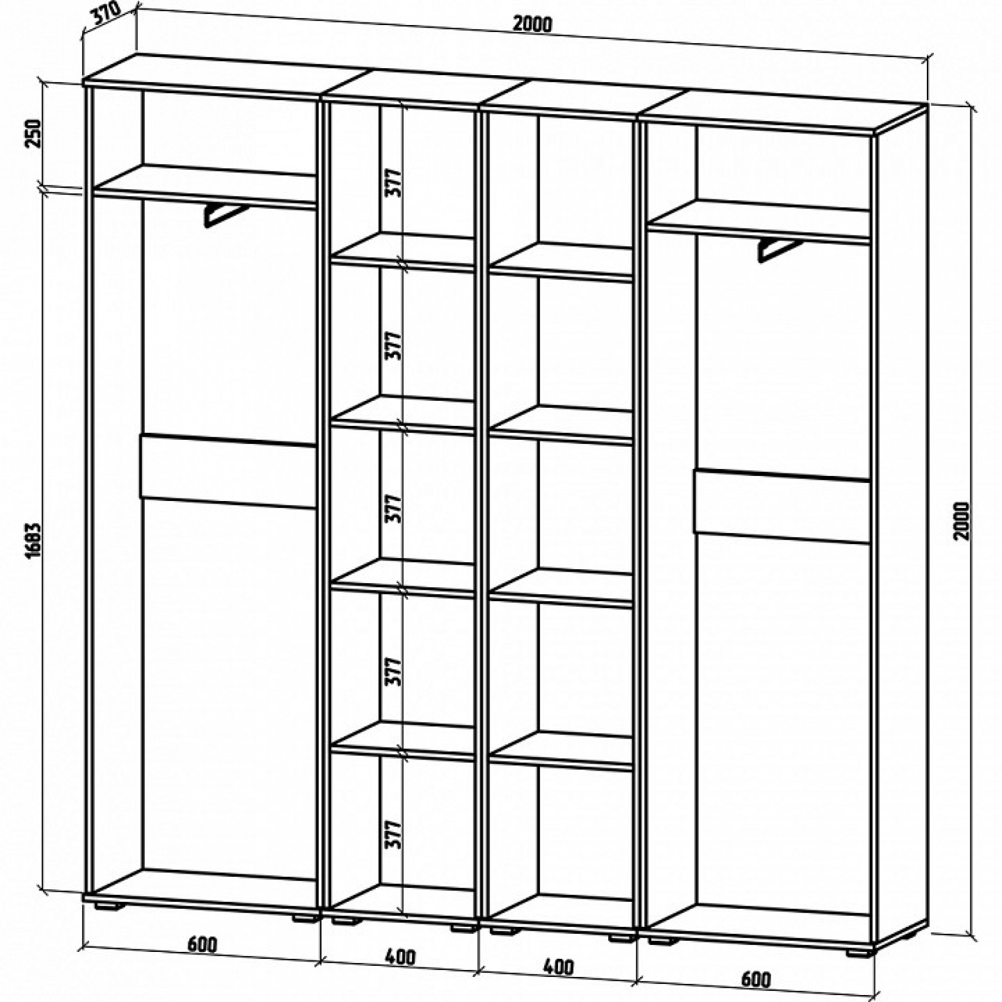 Шкаф платяной Тунис-10    MAS_SHT-10-DZ