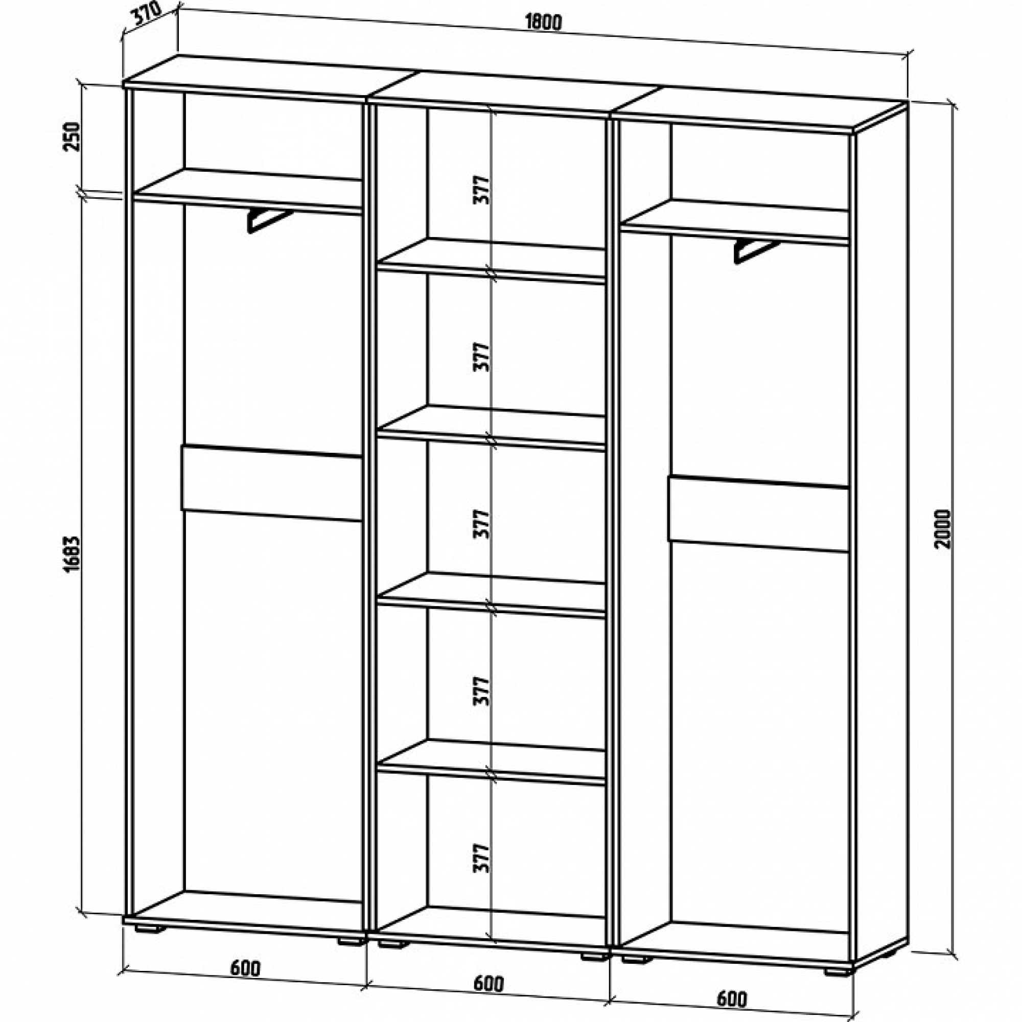 Шкаф платяной Тунис-9    MAS_SHT-9-DSB