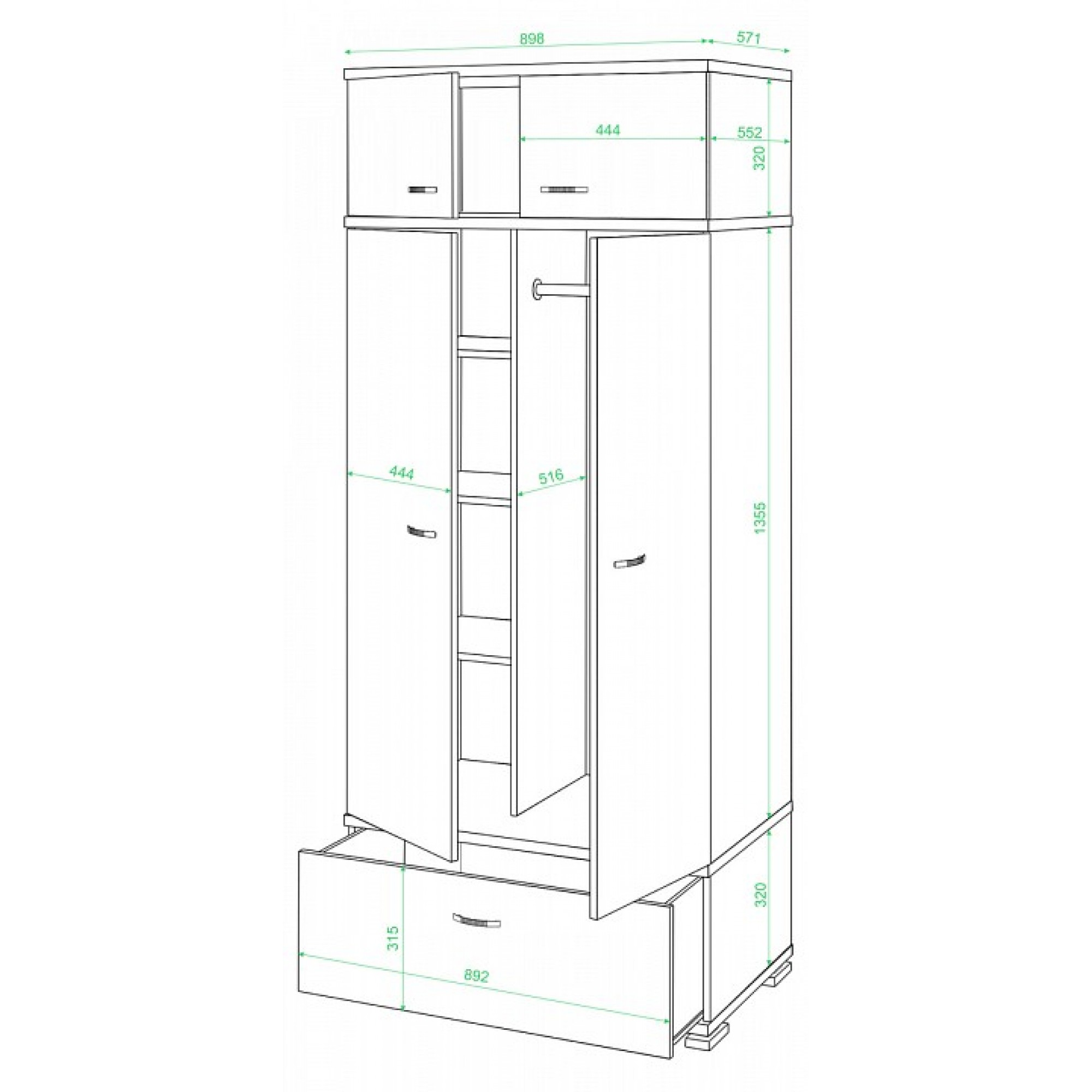 Шкаф платяной КС-20    MER_KS-20_KBE