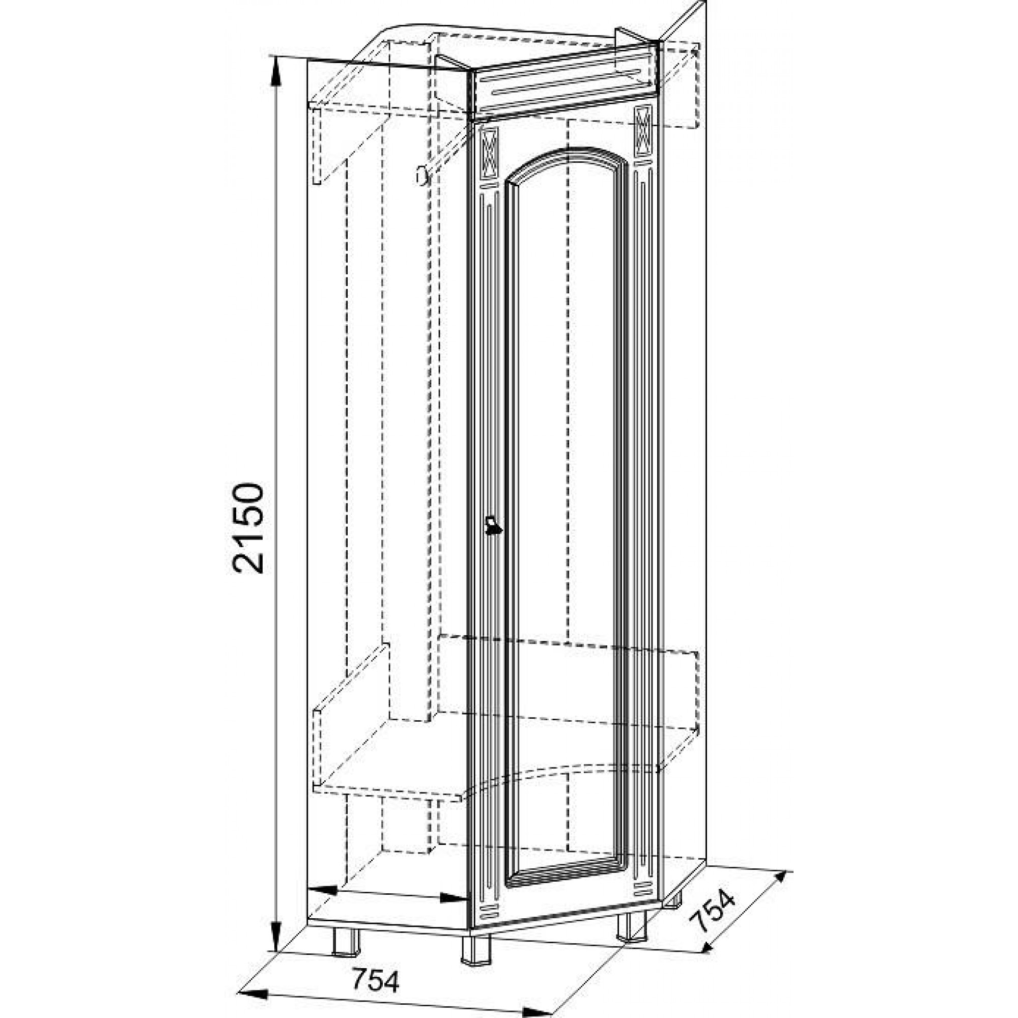 Шкаф платяной Элизабет ЭМ-1 KOM_EM1_2