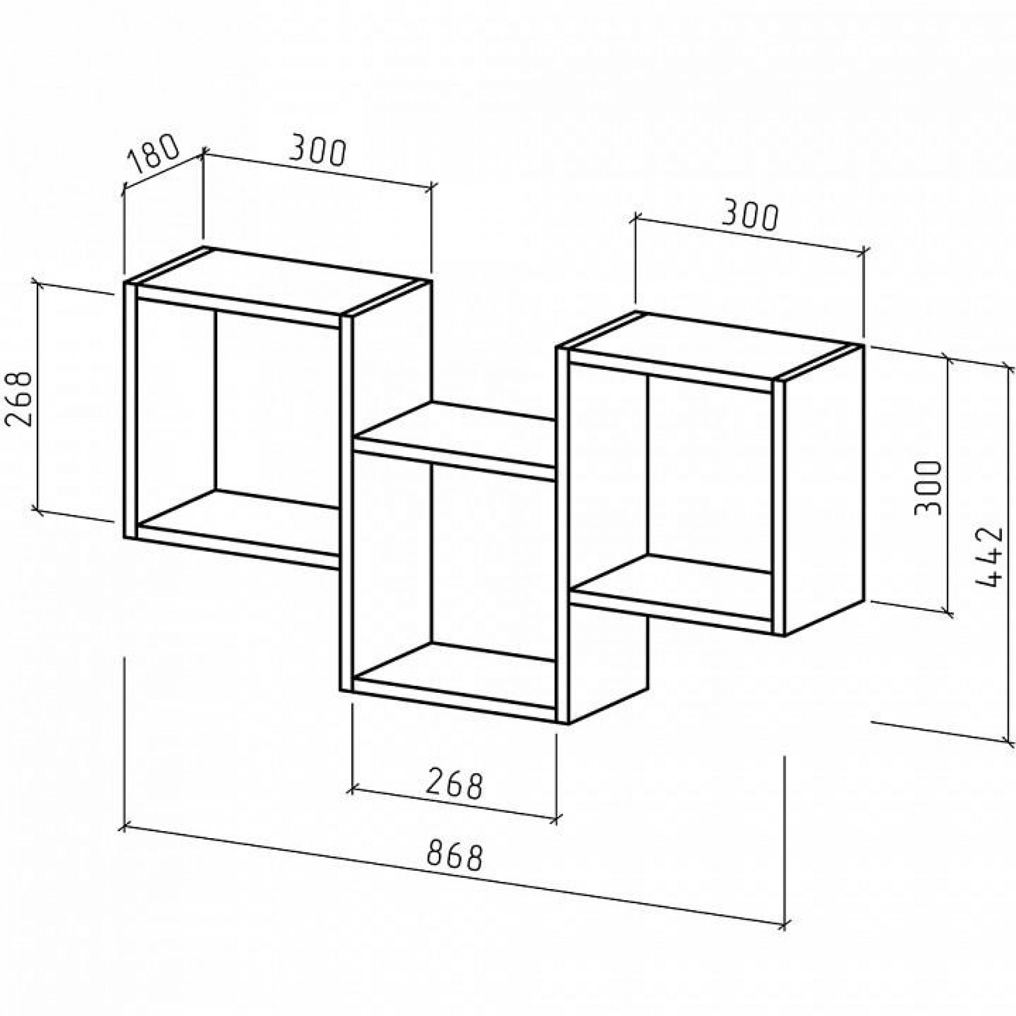 Полка книжная Флэш-3    MAS_PNFL-3-DS