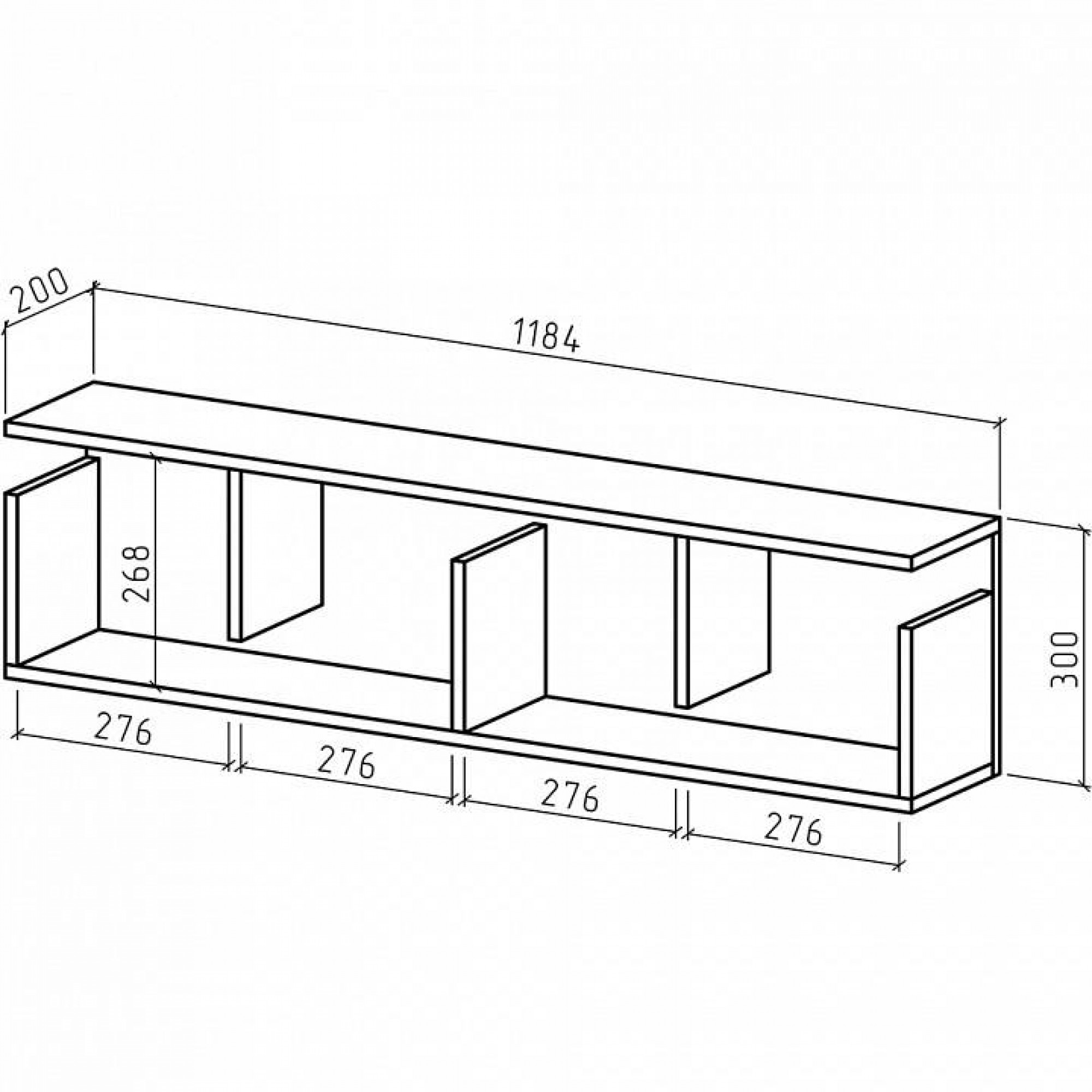 Полка книжная Инди-3    MAS_PNIN-3-DM