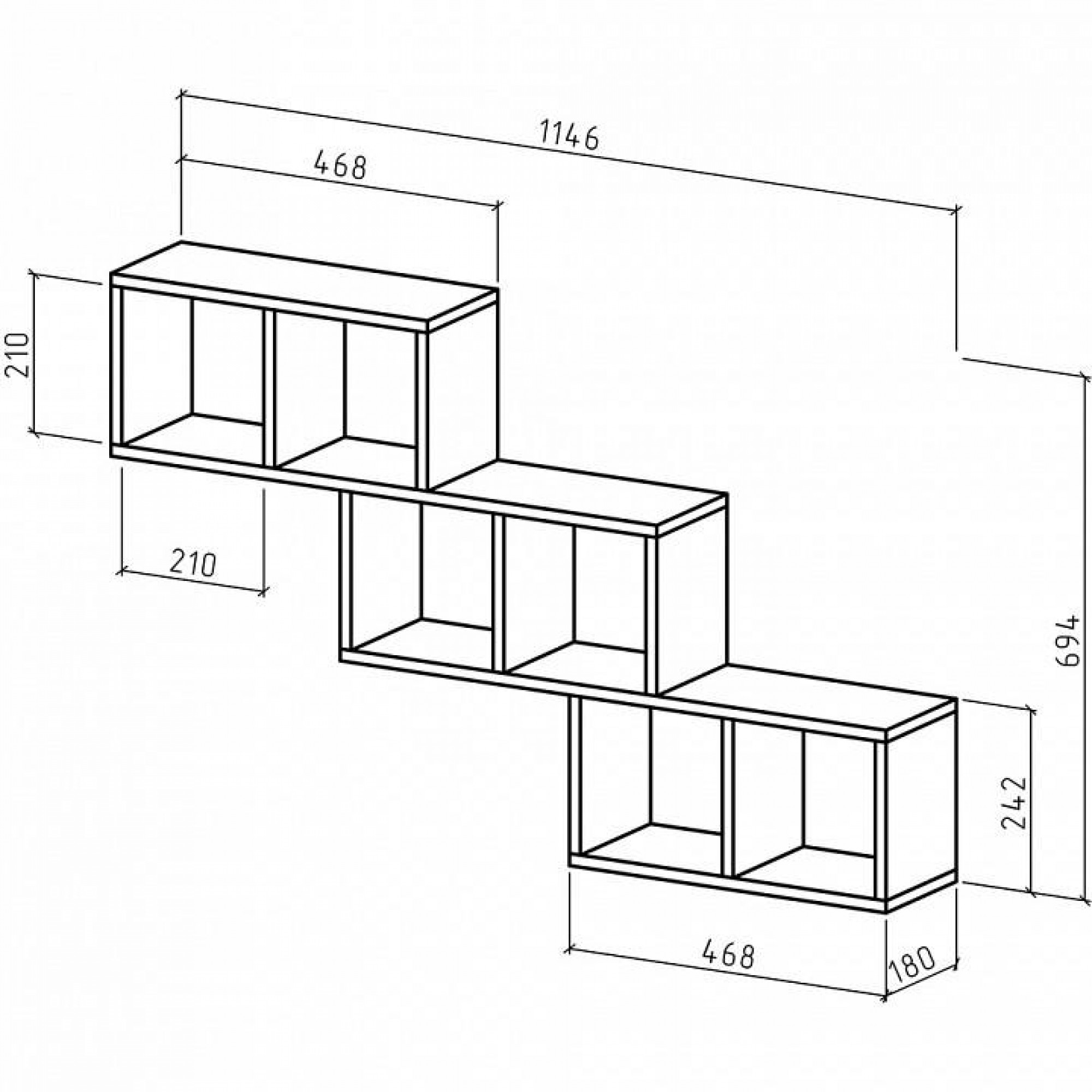 Полка книжная Вайс-2    MAS_PNV-2-DAT