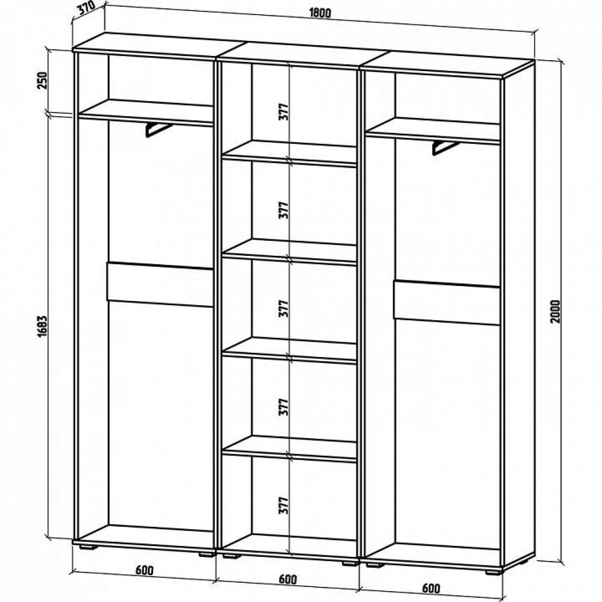 Шкаф платяной Тунис-9    MAS_SHT-9-DS