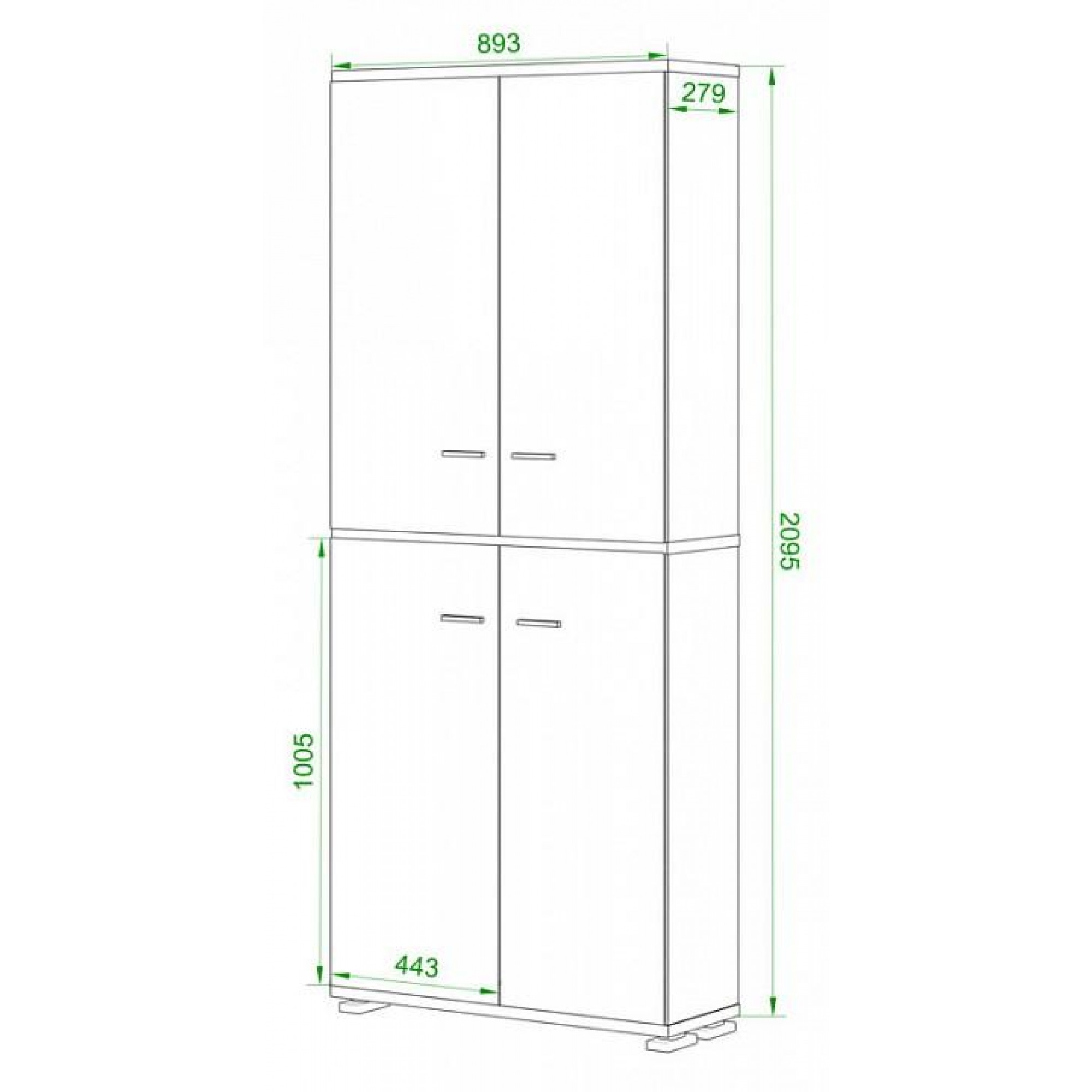 Шкаф книжный Домино ПУ-30-3    MER_PU-30-3_BE