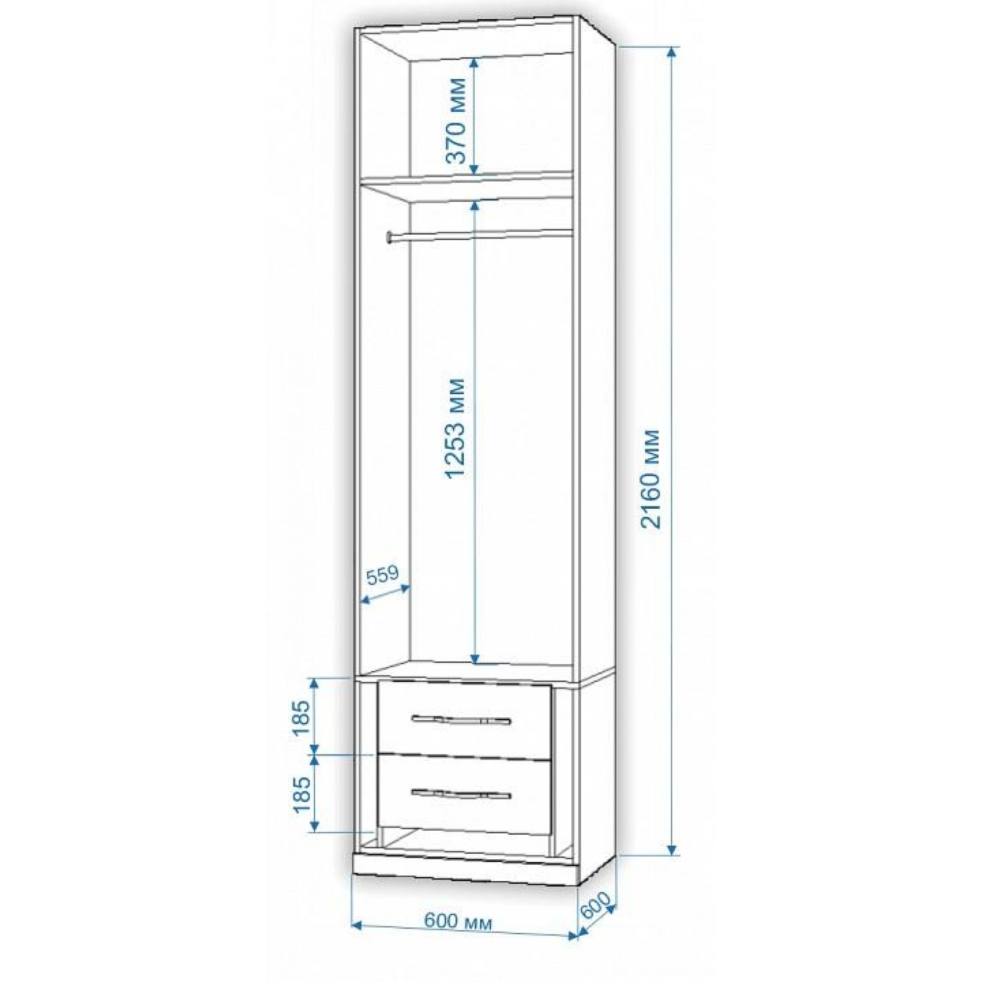 Шкаф платяной Нобиле Пл-60/45    MER_Pl-60-45-SHK