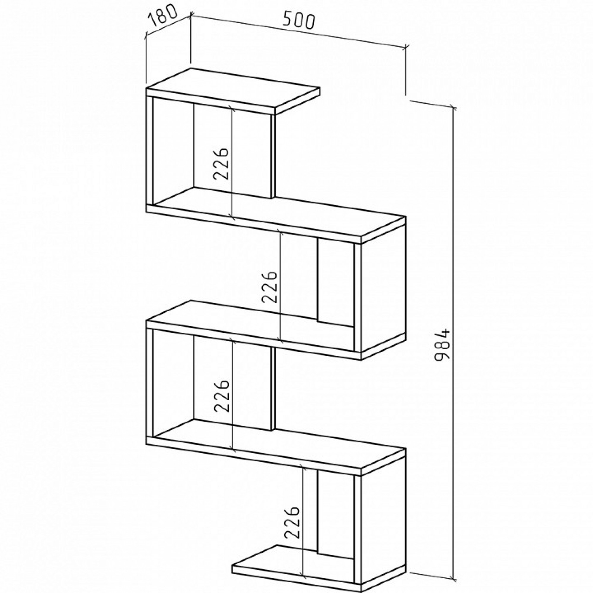 Полка книжная Грейс-2    MAS_PNG-2-DZ