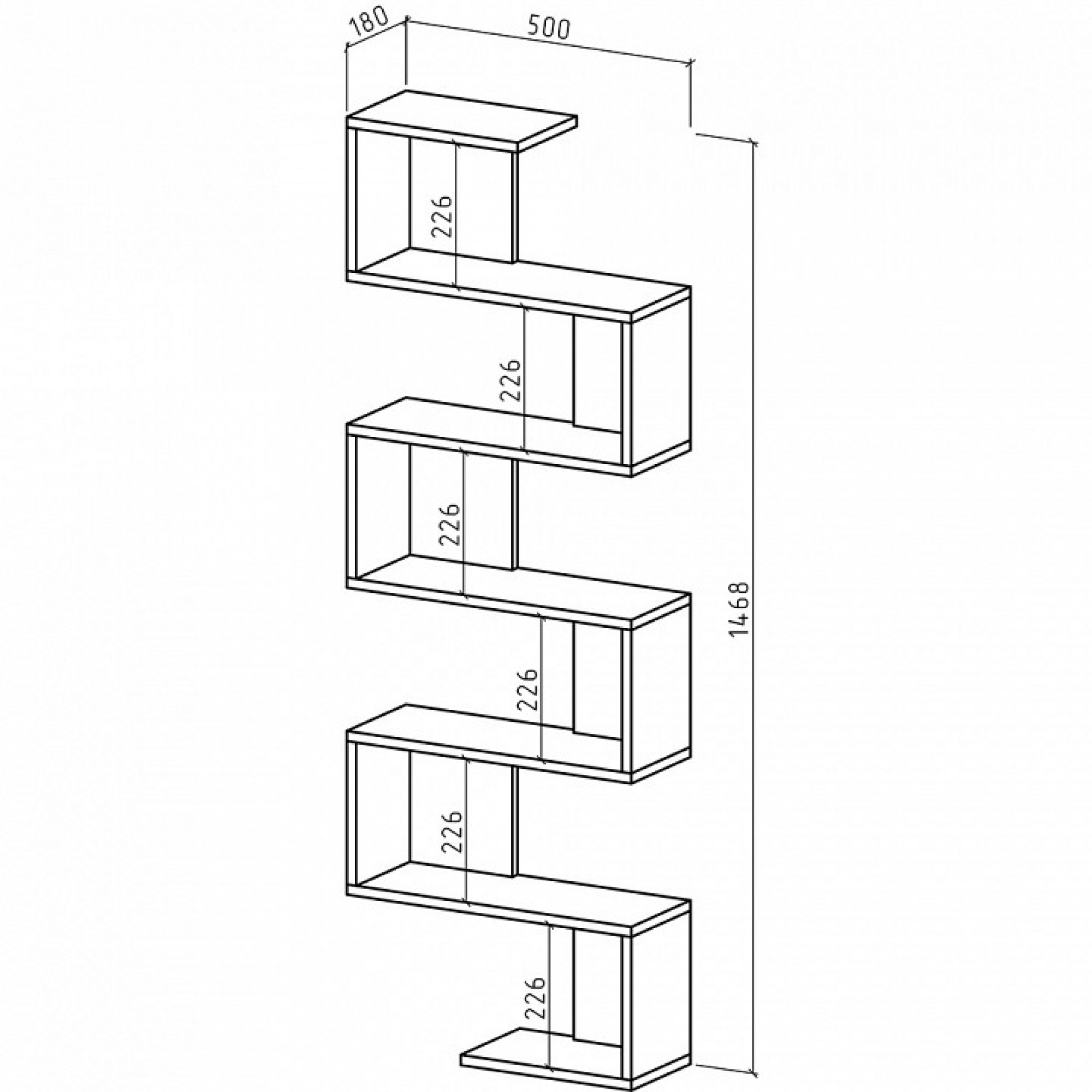 Полка книжная Грейс-3    MAS_PNG-3-DS